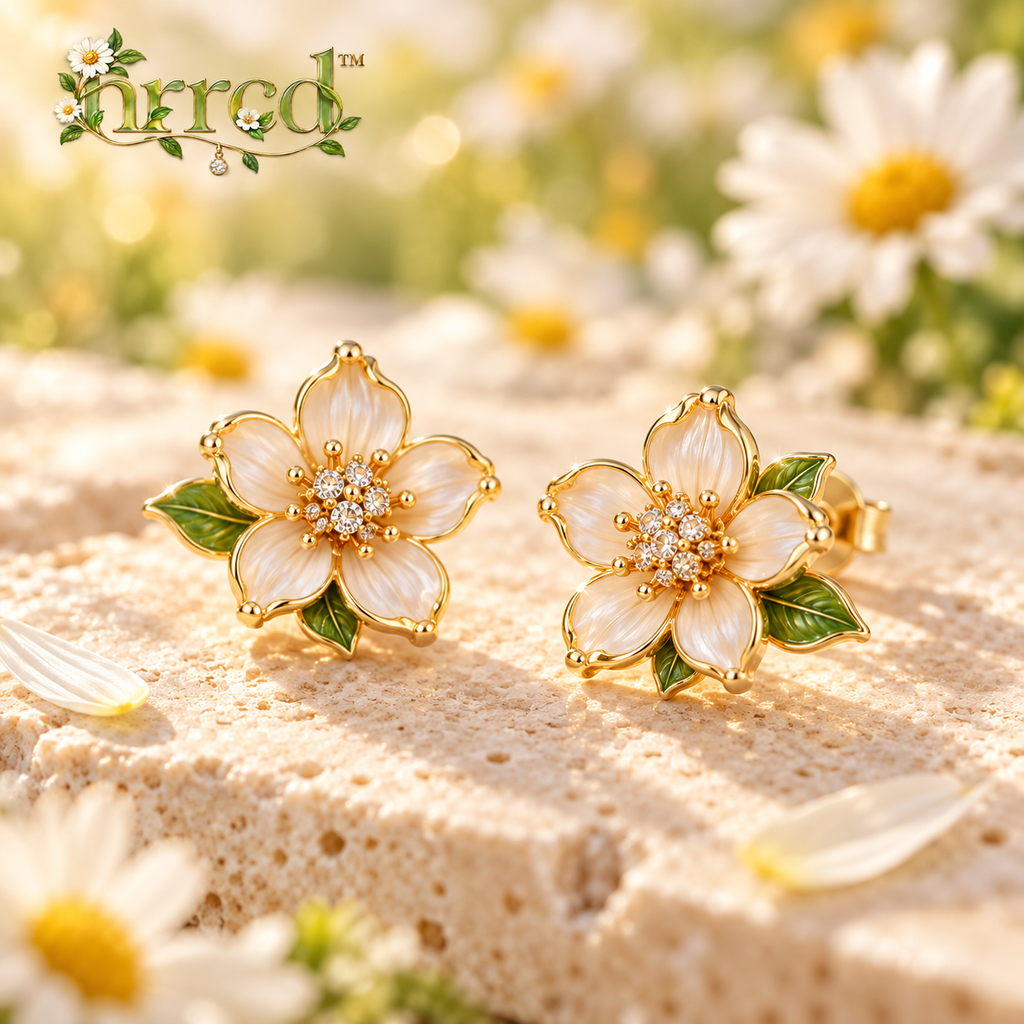 nrrcd™ Ivory Wildflower Crystal Stud Earrings — hero product view