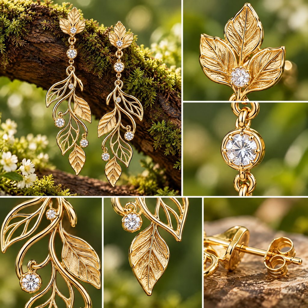 nrrcd™ Woodland Branch Leaf Drop Earrings — detail close-up