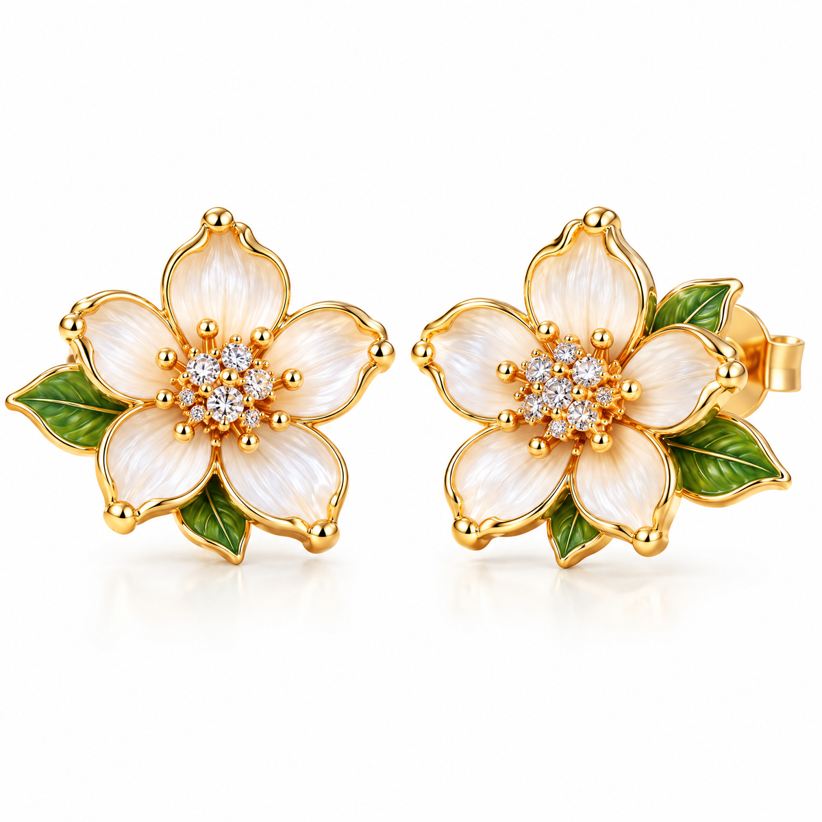 nrrcd™ Ivory Wildflower Crystal Stud Earrings — clean product view