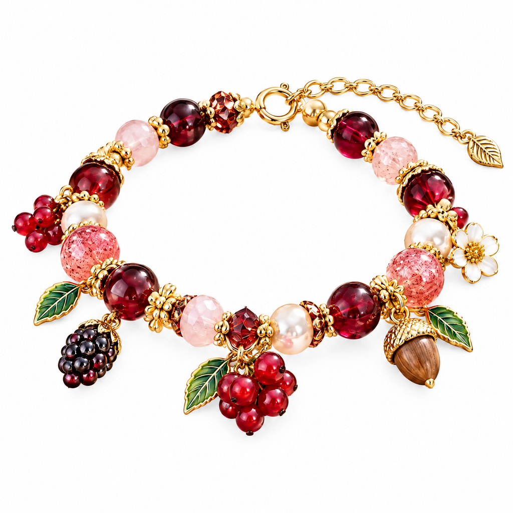 nrrcd™ Woodland Berry & Acorn Charm Bracelet — clean product view