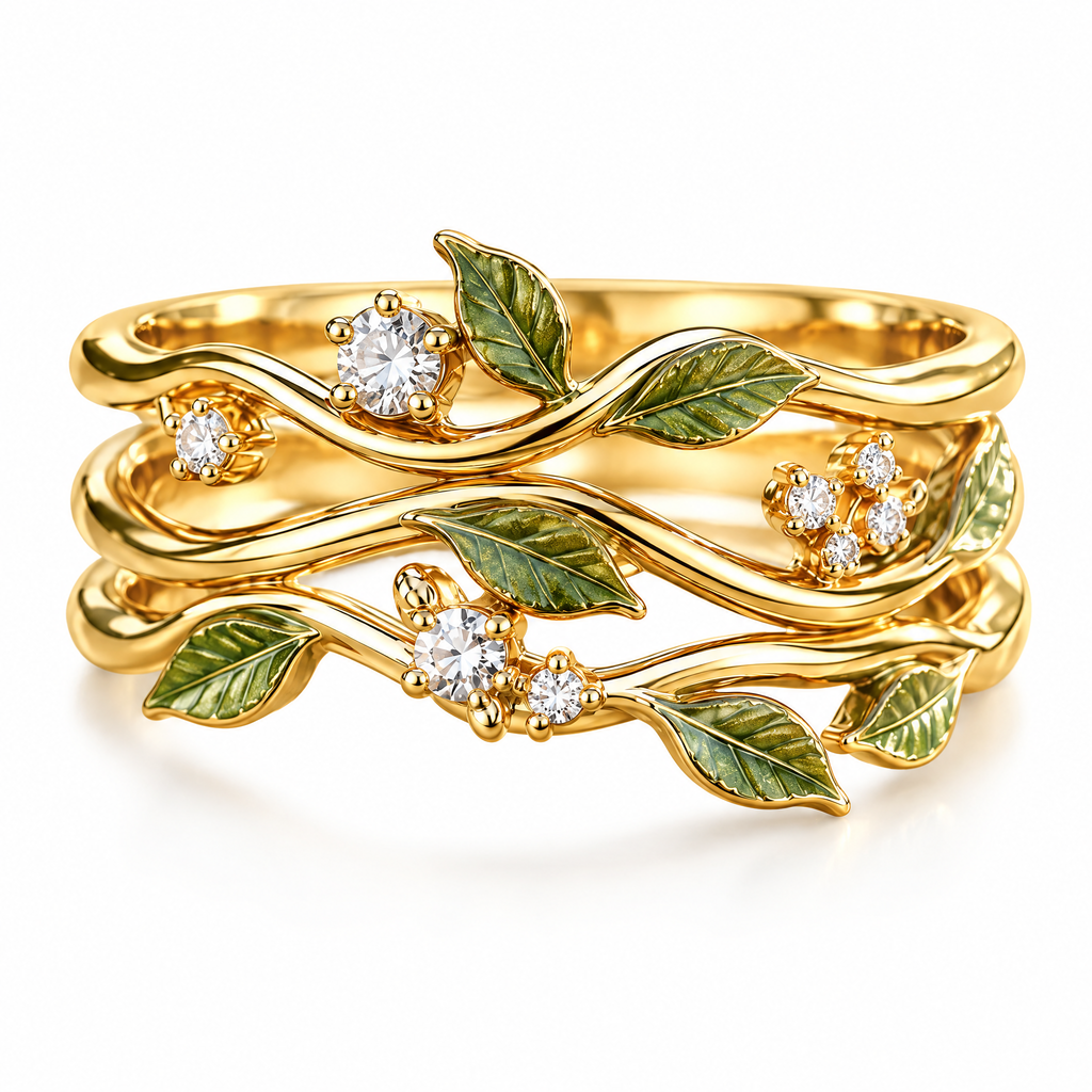 nrrcd™ Twining Forest Vine Stacking Ring Set — clean product view