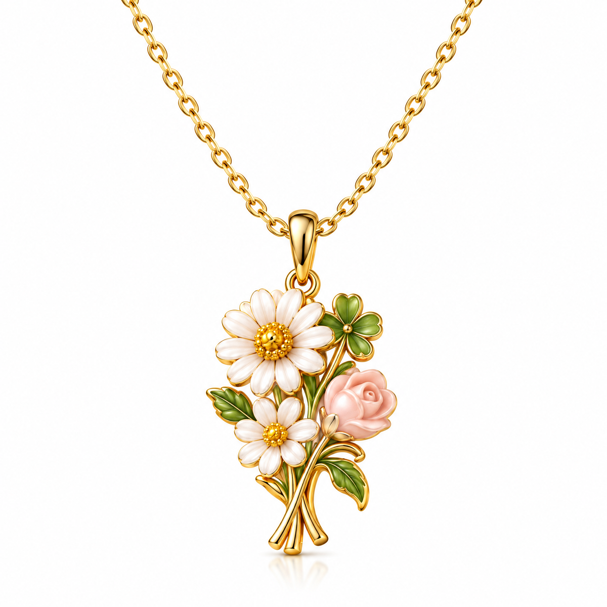 nrrcd™ Meadow Bouquet Floral Pendant Necklace — detail close-up