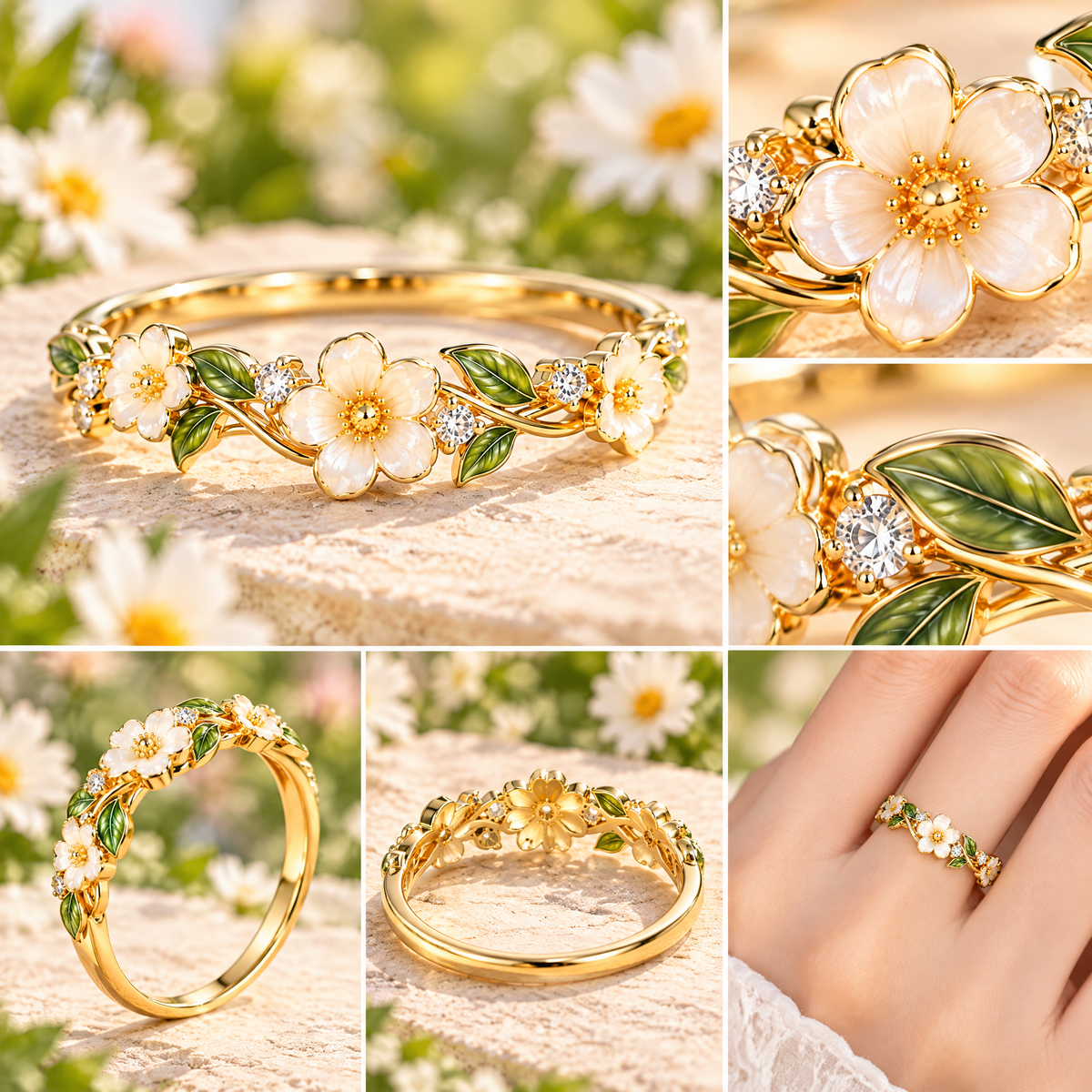 nrrcd™ Meadow Vine Floral Ring — detail close-up